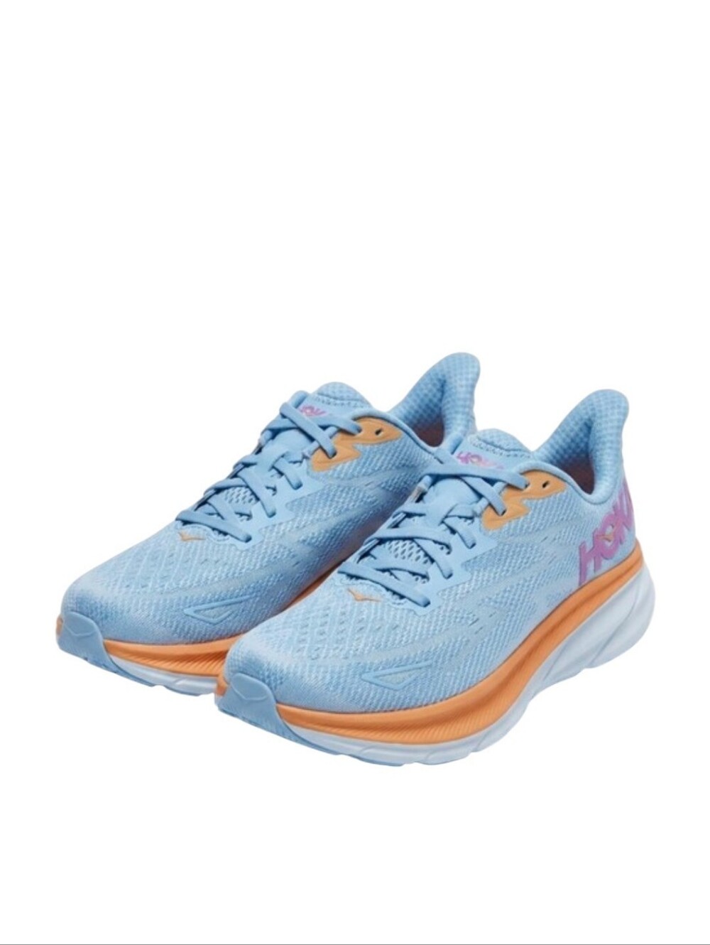 Hoka Women's Sky Blue Running Shoes with Coral Trim